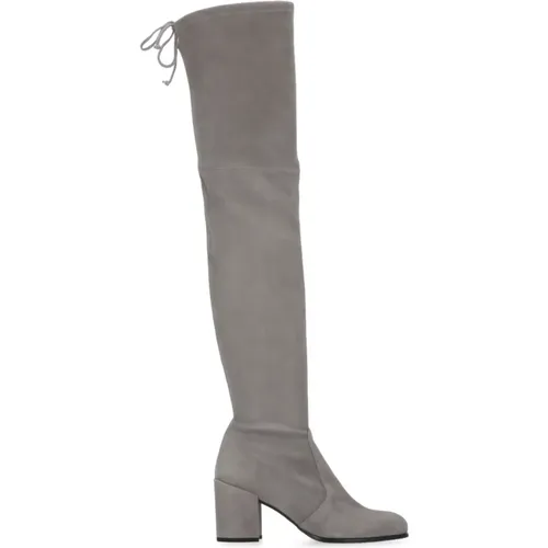 Grey Suede Leather Lace-Up Boots , female, Sizes: 5 1/2 UK, 4 1/2 UK, 5 UK - Stuart Weitzman - Modalova