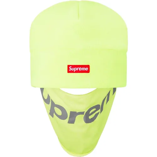 Reflektierende Facemask Beanie Lime - Supreme - Modalova