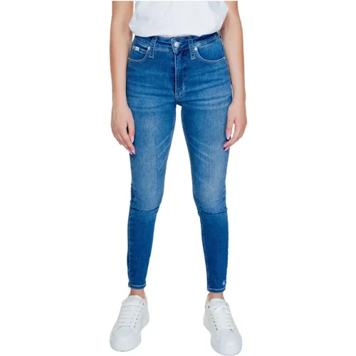 Blaue abgenutzte Damenjeans , Damen, Größe: W27 - Calvin Klein Jeans - Modalova