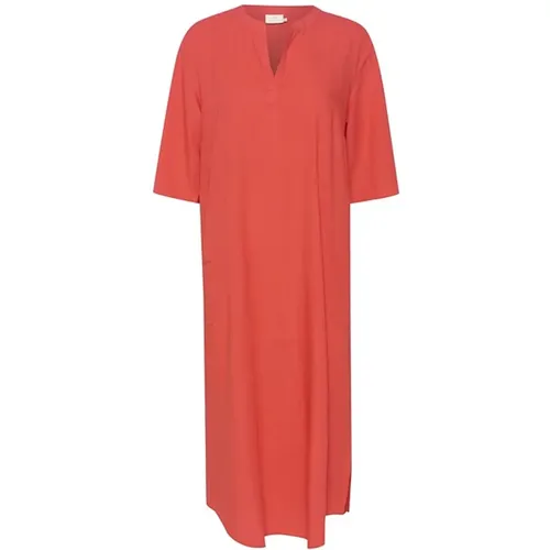 Kaftan Dress V-Neck Cayenne , female, Sizes: XS, S, M - Kaffe - Modalova