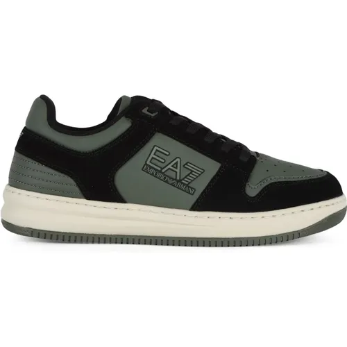 Leder-Sneakers mit Logo-Druck - Emporio Armani EA7 - Modalova