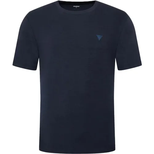 Logo Patched T-Shirt - Blau , Herren, Größe: L - Guess - Modalova