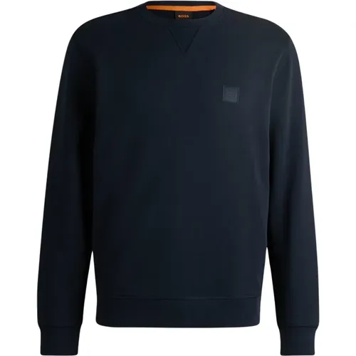 Blauer Casual Pullover Französischer Terry Logo , Herren, Größe: M - Hugo Boss - Modalova