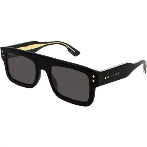 Rechteckige Schwarze Sonnenbrille , Herren, Größe: 53 MM - Gucci - Modalova