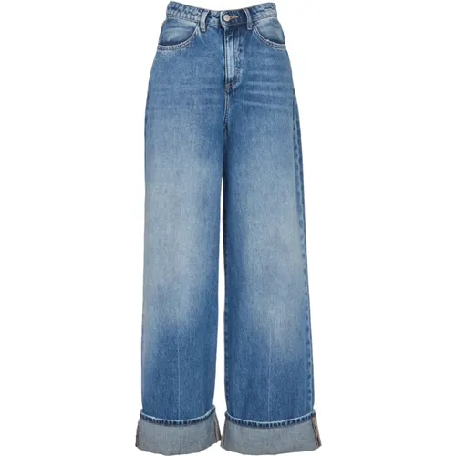 Klassische Denim-Jeans mit Manschetten , Damen, Größe: W26 - Icon Denim - Modalova