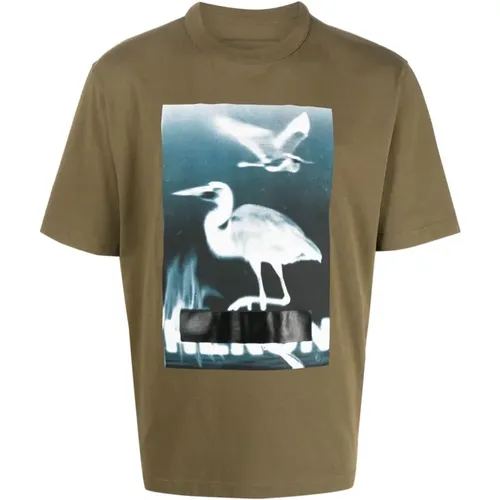 Grafikdruck Bio-Baumwoll T-Shirt , Herren, Größe: XL - Heron Preston - Modalova