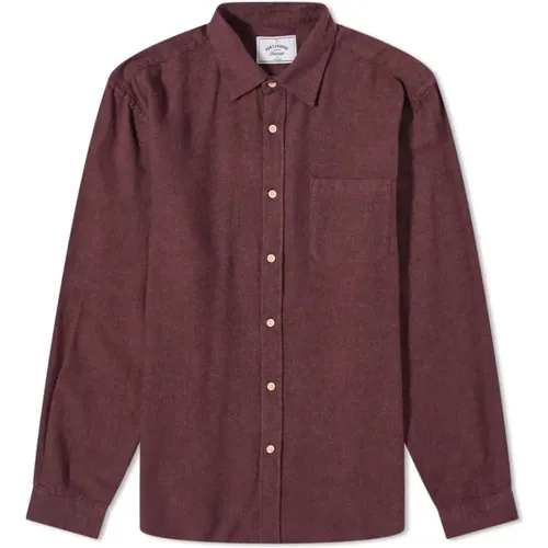 Bordeaux Hemd mit Urea-Knöpfen , Herren, Größe: M - Portuguese Flannel - Modalova