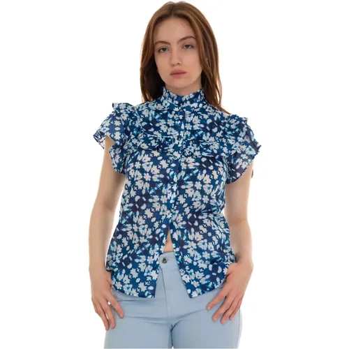 Flower Fantasy Blouse with Volant Sleeves , female, Sizes: M - Suncoo - Modalova