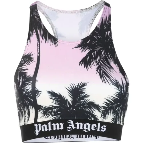 Pink Sunset Logo Sleeveless Top , female, Sizes: M, XS, S - Palm Angels - Modalova