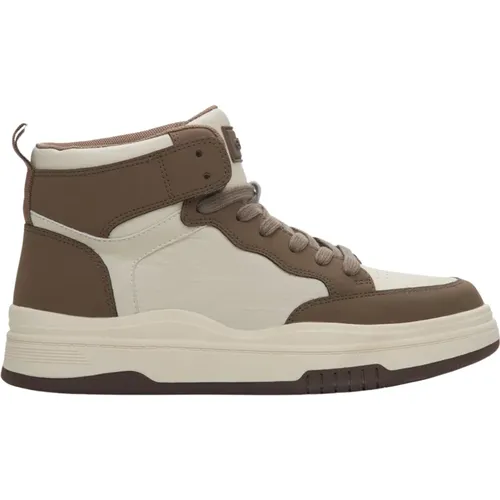 Damen Beige & Braun Leder High-Top Sneakers Er00114190 , Damen, Größe: 37 EU - Estro - Modalova