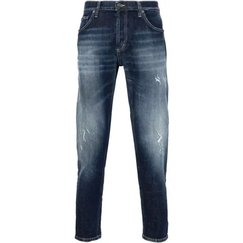 Indigo Distressed Skinny Jeans , male, Sizes: W35, W34, W33, W32, W31, W30 - Dondup - Modalova