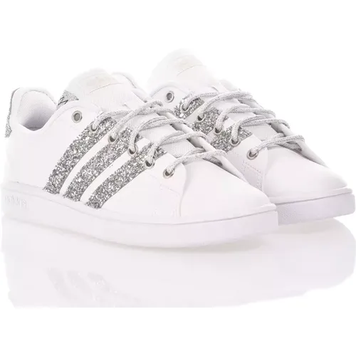 Handgefertigte Silber Weiße Sneakers , Damen, Größe: 38 EU - Adidas - Modalova