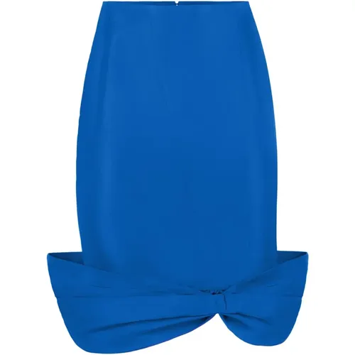 Blaue Taffeta Schleifen Peplum Midi Rock , Damen, Größe: XL - Nina Ricci - Modalova