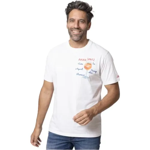 Aperol Spritz Weißes T-Shirt mit Illustration , Herren, Größe: 2XL - MC2 Saint Barth - Modalova