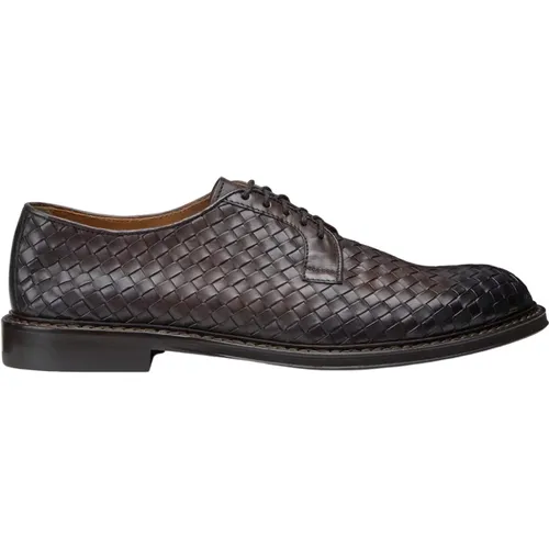 Business Shoes,Dunkelbraune Gewebte Leder Derby Schuhe - Doucal's - Modalova