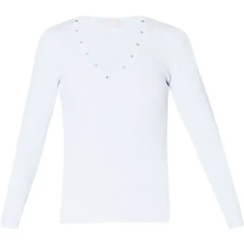 Weiße Gerippte Sweatshirt , Damen, Größe: S - Liu Jo - Modalova