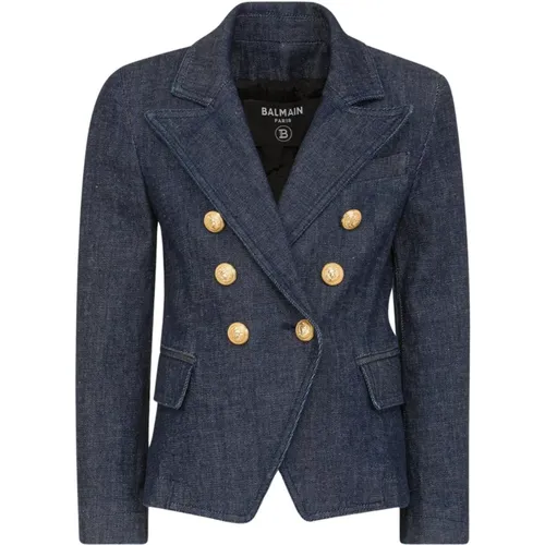 Denim Kinderjacke Dunkelblau - Balmain - Modalova