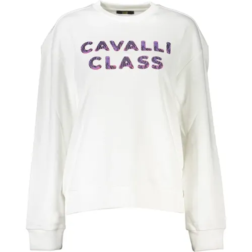 Kapuzenpullover Weiß Langarm Druck , Herren, Größe: 2XL - Cavalli Class - Modalova