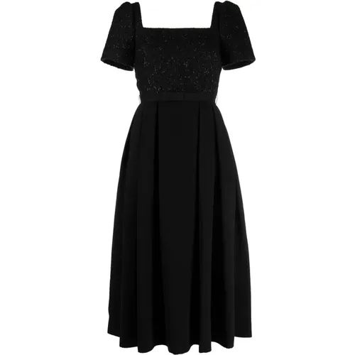 Elegantes Schwarzes Boucle Midi Kleid , Damen, Größe: L - Self Portrait - Modalova