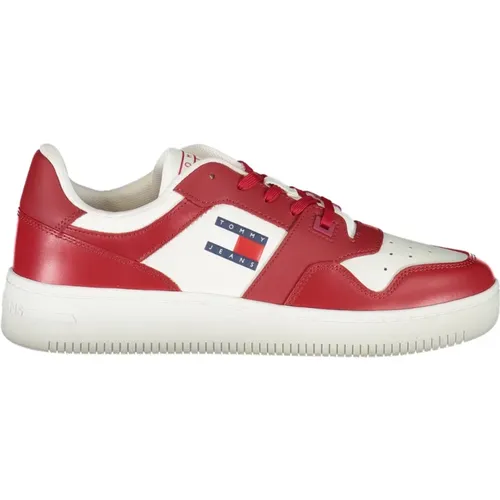 Rote Sportliche Schnürschuhe mit Kontrastdetails und Logoaufdruck , Herren, Größe: 40 EU - Tommy Hilfiger - Modalova