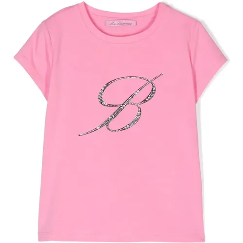 Logo Strass T-Shirt - Blumarine - Modalova