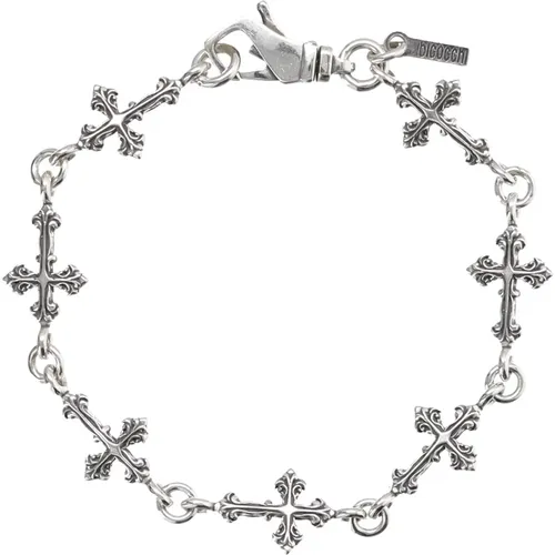 Silver Cross Bracelet Jewelry , unisex, Sizes: M - Emanuele Bicocchi - Modalova