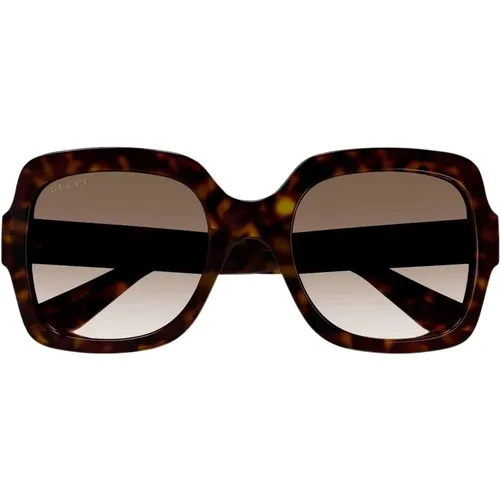 Braune dünne Acetat-Sonnenbrille mit quadratischer Form - Gucci - Modalova
