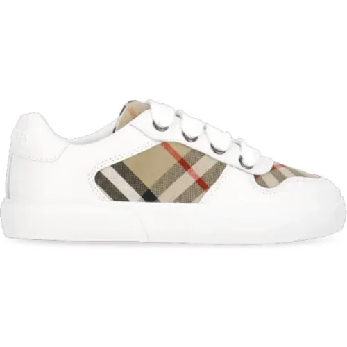 Weiße Leder Kinder Sneakers Runde Zehe - Burberry - Modalova