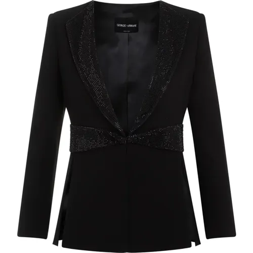 Silk Embroidered Jacket , female, Sizes: XS - Giorgio Armani - Modalova
