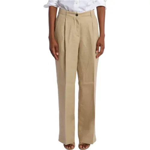 Linen Trousers Ludovica Pinces , female, Sizes: W27, W29, W28, W25, W31 - Nine In The Morning - Modalova