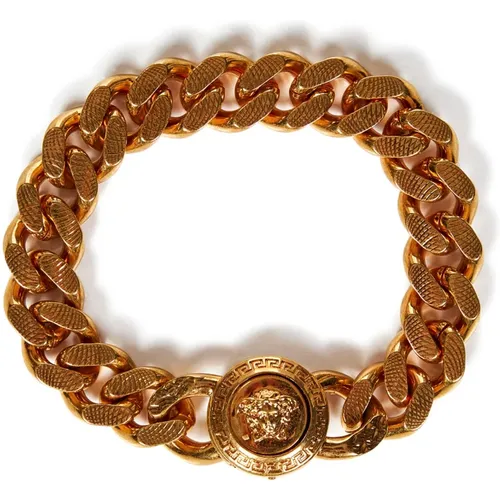 Golden Chain Bracelet with Medusa Clasp , male, Sizes: S, M, L - Versace - Modalova