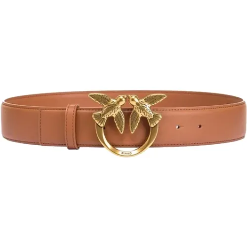 Camel Love Birds Leather Belt , female, Sizes: S, L, M, XS - pinko - Modalova