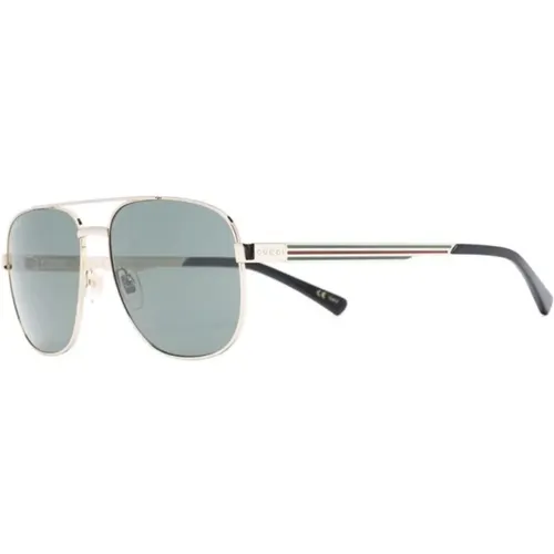 Goldene Sonnenbrille mit Originalzubehör,Silver/Green Sunglasses - Gucci - Modalova