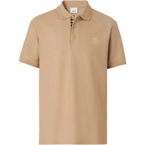 Beige Circle Logo Polo Shirt , male, Sizes: M - Burberry - Modalova