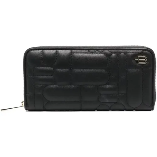 Schwarze Matelassé Reißverschluss Brieftasche , Damen, Größe: ONE Size - Baldinini - Modalova