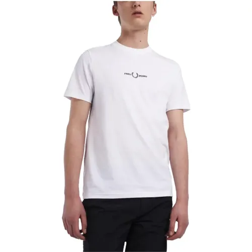 Besticktes Grafik-T-Shirt , Herren, Größe: S - Fred Perry - Modalova