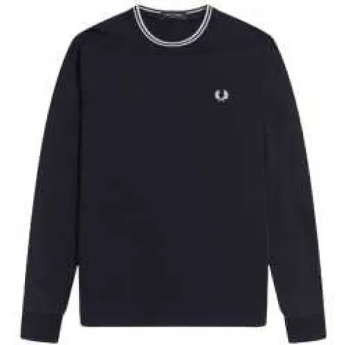 Navy Twin Tipped Long Sleeve T-Shirt , male, Sizes: XL - Fred Perry - Modalova