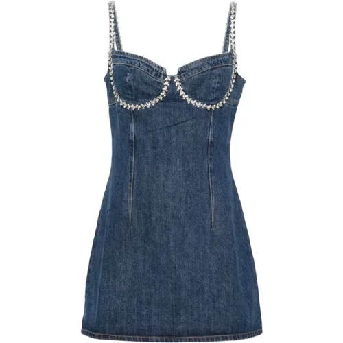 Denim Crystal Dress , female, Sizes: S - Self Portrait - Modalova