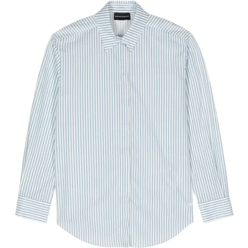 White Striped Cotton Shirt , female, Sizes: XS, L, 2XS, S, M - Emporio Armani - Modalova