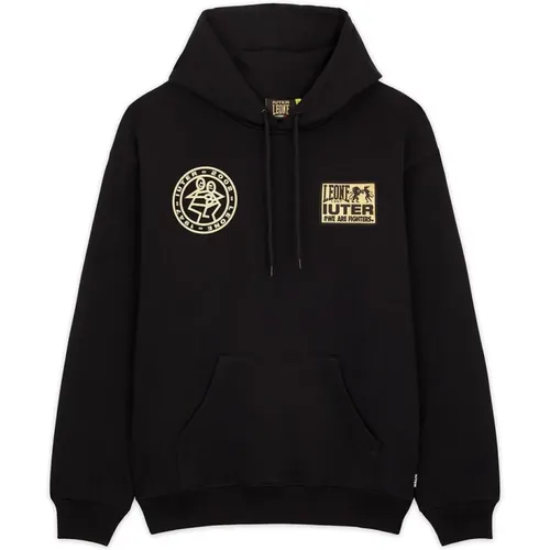 Schwarzer Baumwoll-Hoodie Leone , Herren, Größe: S - IUTER - Modalova