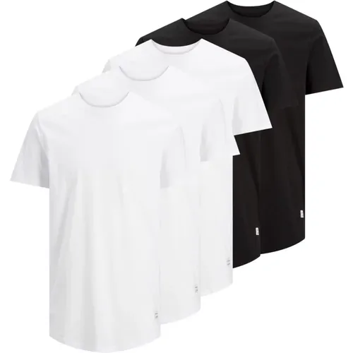 Klassisches Rundhals T-Shirt 5er-Pack , Herren, Größe: S - jack & jones - Modalova