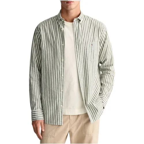 REG Cotton Linen Stripe Shirt , male, Sizes: 4XL, XL, M, 2XL, S, 3XL - Gant - Modalova