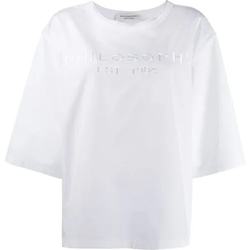 Besticktes Logo Damen T-Shirt , Damen, Größe: XS - Philosophy di Lorenzo Serafini - Modalova