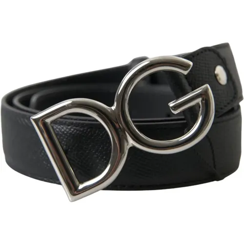 Eleganter schwarzer Ledergürtel mit Metallschnalle - Dolce & Gabbana - Modalova