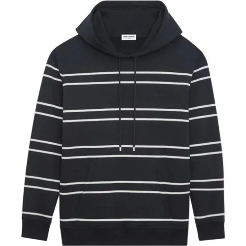 Striped Fleece Hoodie with Kangaroo Pocket , male, Sizes: L - Saint Laurent - Modalova