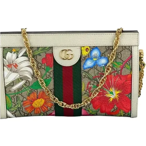 Authentic Gucci Ophidia Flora GG Small Supreme Canvas Bag , female, Sizes: ONE SIZE - Gucci Vintage - Modalova