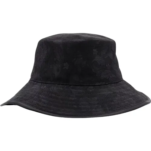 Schwarze Barocco Motiv Hüte Kappen , Herren, Größe: 59 CM - Versace - Modalova