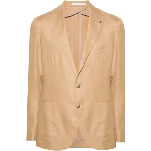 Linen Single-Breasted Jacket , male, Sizes: L, XL, M - Tagliatore - Modalova