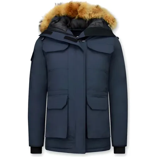 Winter Coat with Medium Length for Women - Fur Collar Parka - 7603B , female, Sizes: XS, S, XL, M, L - Matogla - Modalova