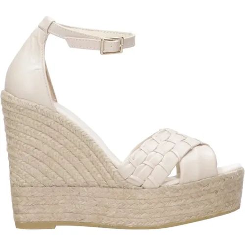 Ivory Gekreuzte Band Plattform Sandalen , Damen, Größe: 41 EU - Espadrilles - Modalova